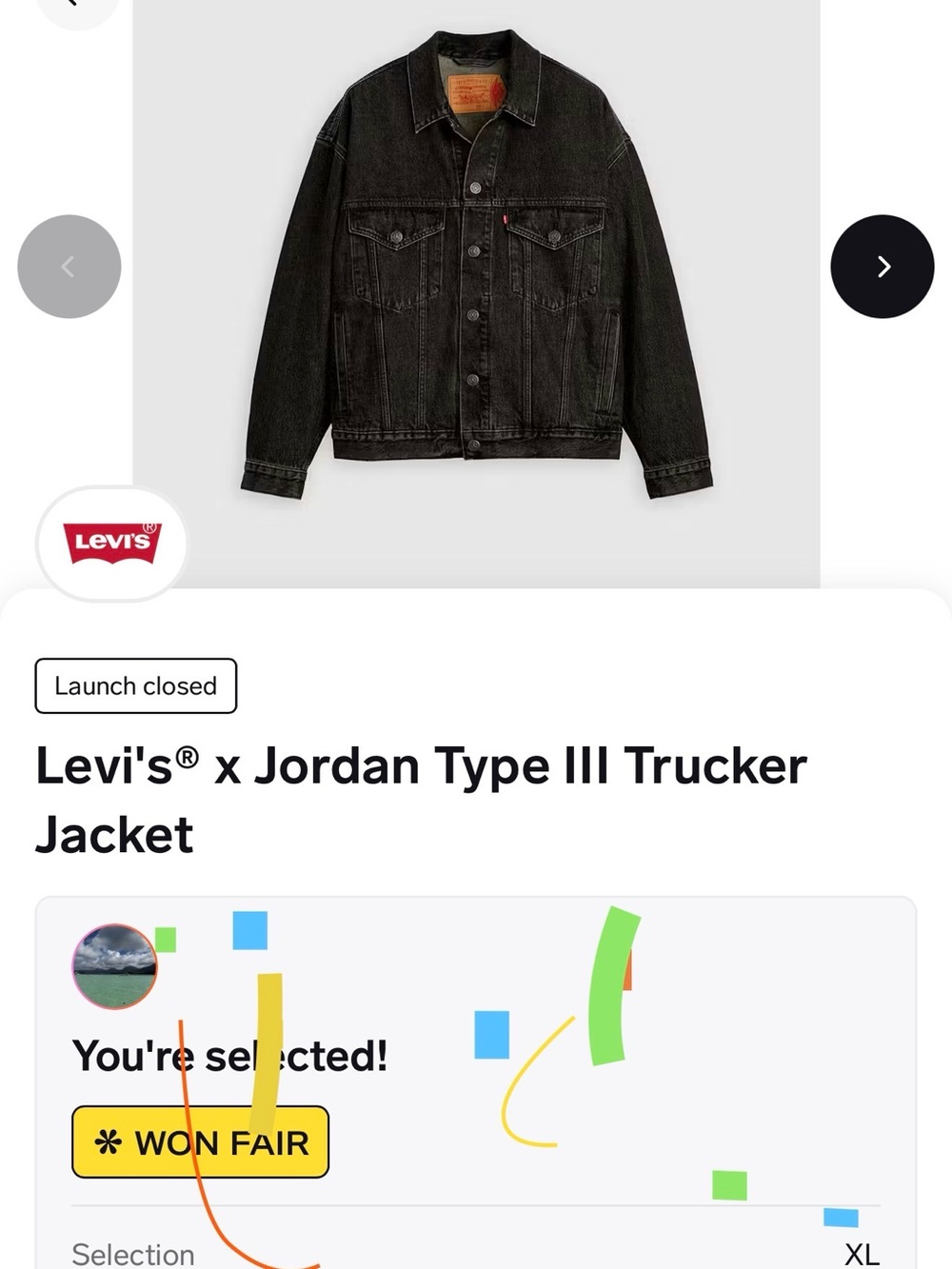 Levi's Air Jordan Black Denim Trucker Jacket
